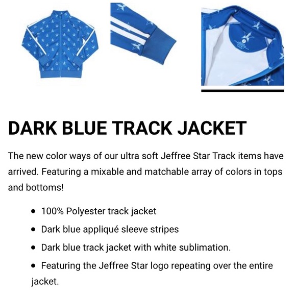 Jeffree Star dark blue track jacket - Picture 3 of 6